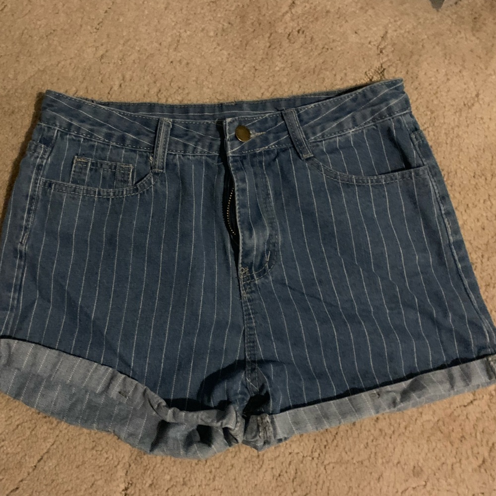Striped Jean Shorts